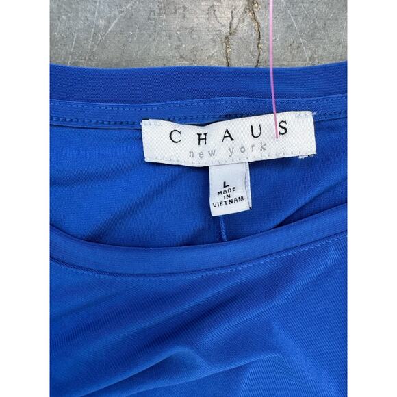 5 for $17 Chaus Royal Blur Twist Front Top L - Picture 3 of 5